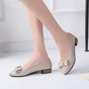 chaussures de ballerines avec nœud papillon, chaussures habillées, chaussures confortables à enfiler en cuir PU pour femmes